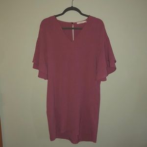 Mauve Butterfly Sleeve Dress